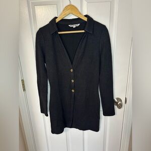 Walter Baker Hendrix Ribbed Longline Sweater Jacket in Neutral Black Size M